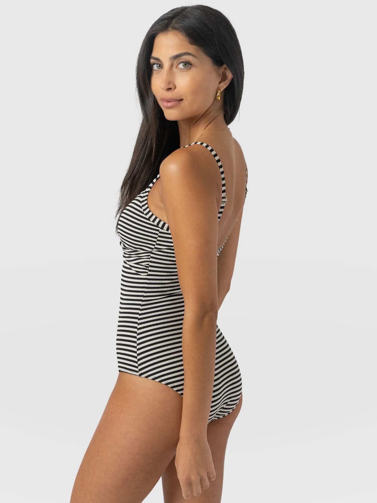 Hot Saint and Sofia Riley Cross Front Swimsuit - Stripe