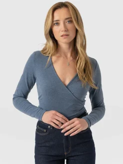 Outlet Saint and Sofia Rosa Wrap Tee Long Sleeve - Blue
