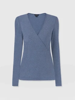 Outlet Saint and Sofia Rosa Wrap Tee Long Sleeve - Blue
