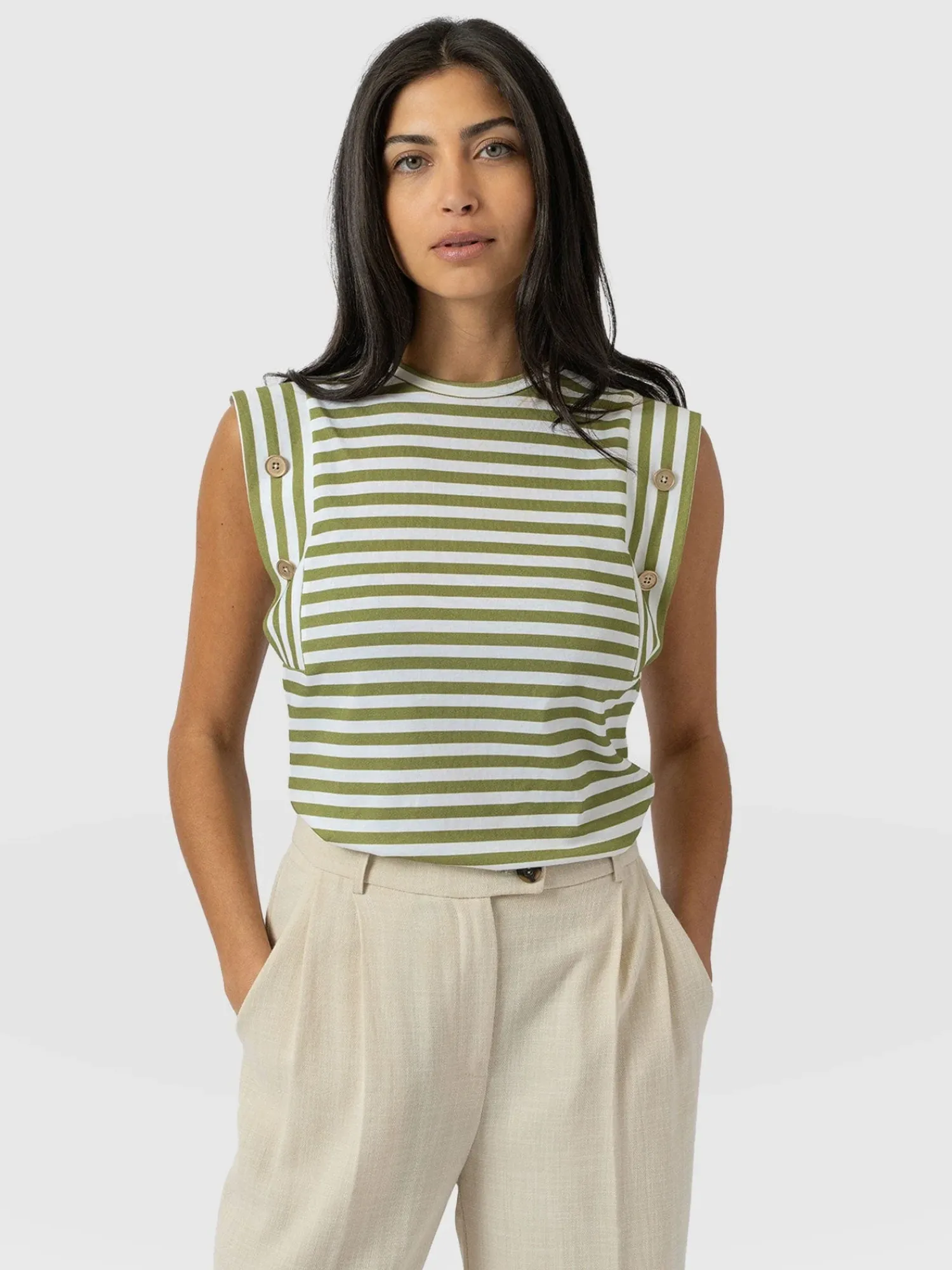 Outlet Saint and Sofia Rowan Tee - Green Stripe