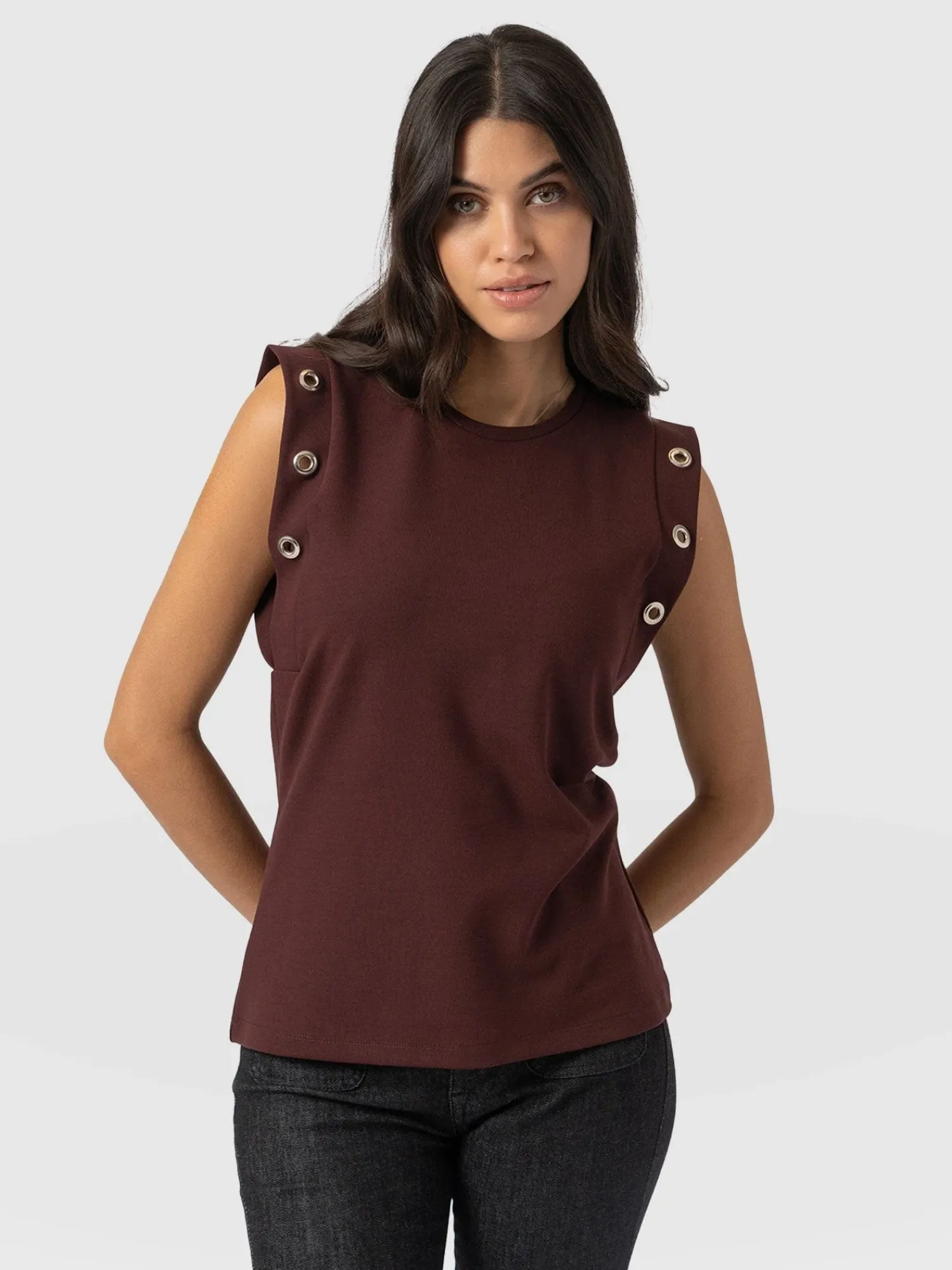 Hot Saint and Sofia Rowan Tee - Maroon Eyelet