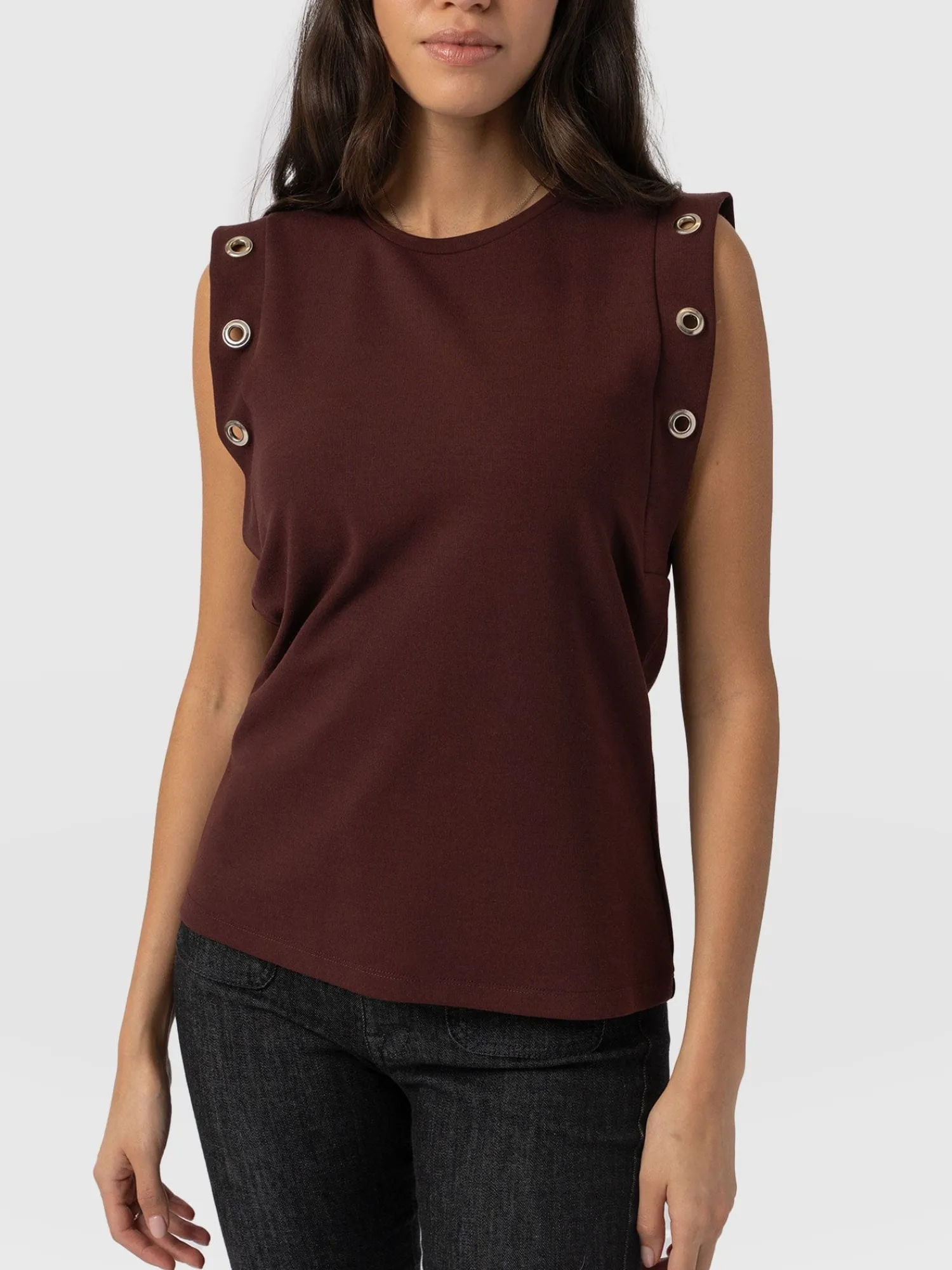 Hot Saint and Sofia Rowan Tee - Maroon Eyelet