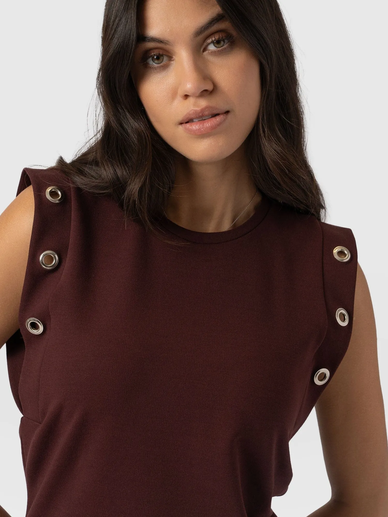 Hot Saint and Sofia Rowan Tee - Maroon Eyelet