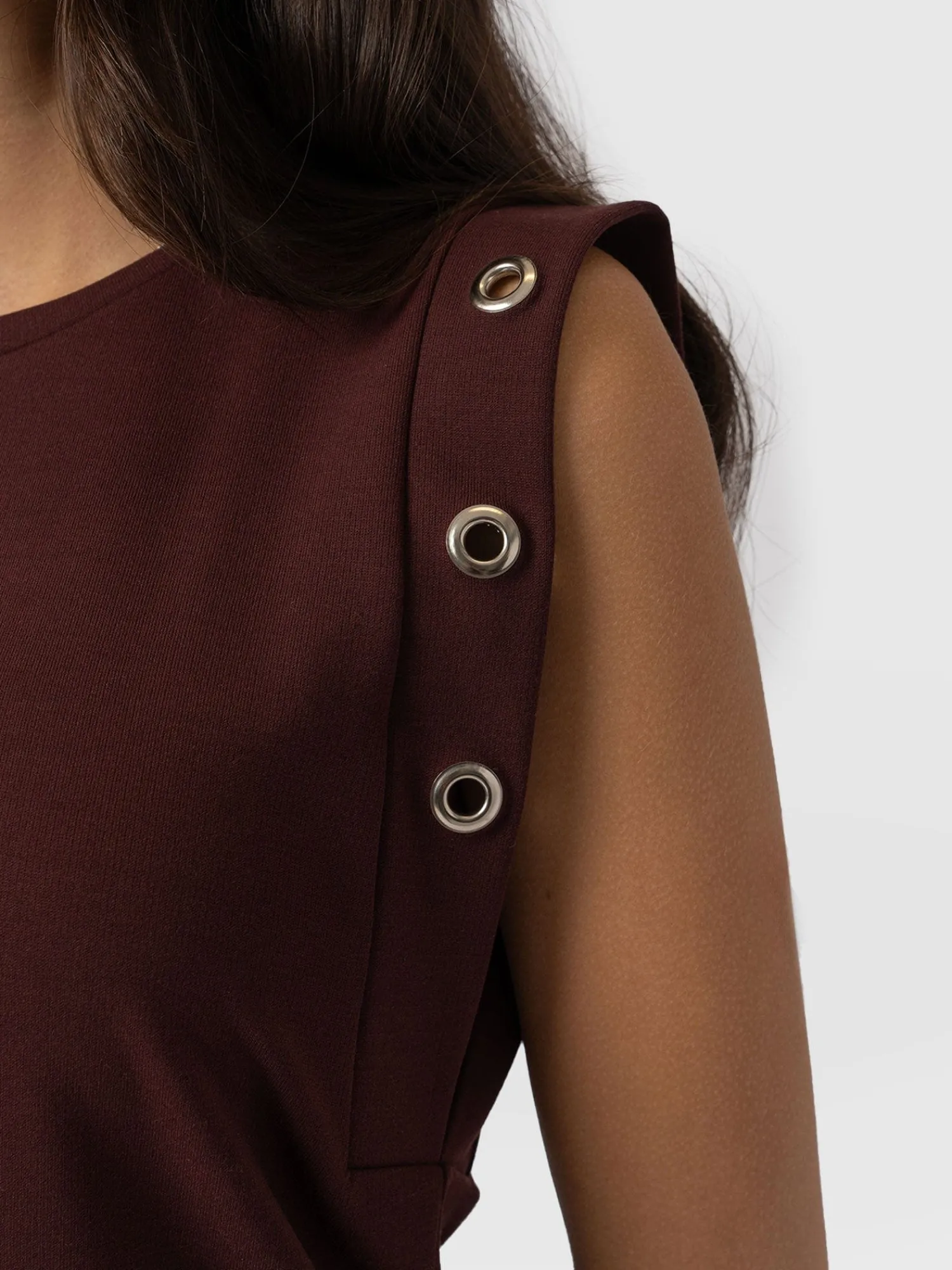 Hot Saint and Sofia Rowan Tee - Maroon Eyelet