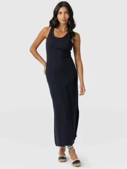 Outlet Saint and Sofia Sleeveless Rib Dress - Navy
