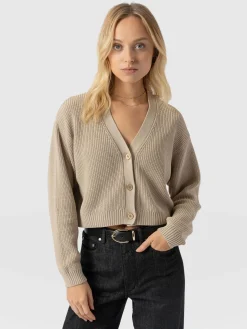 Fashion Saint and Sofia Soho Crop Cardigan - Beige