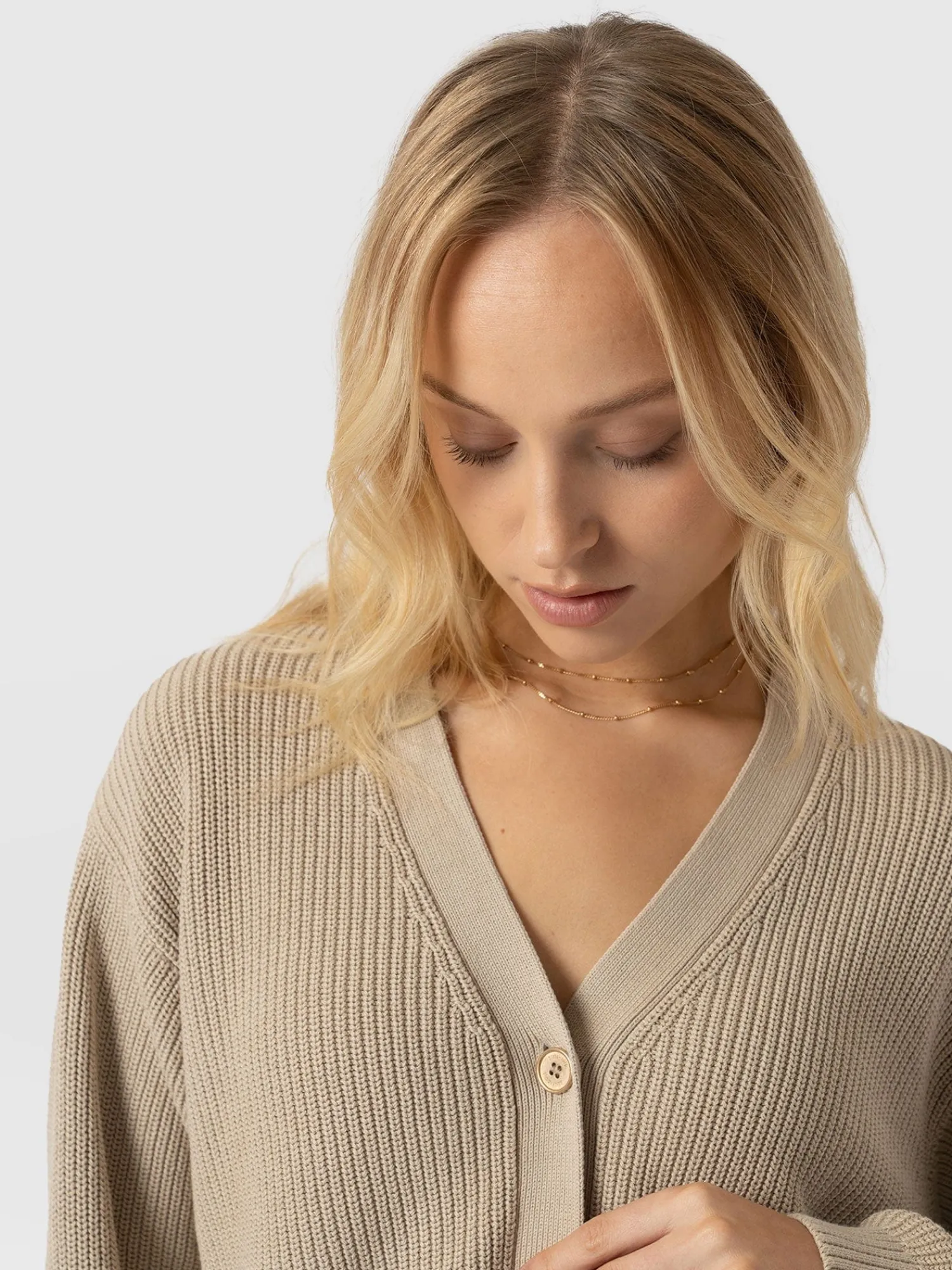 Fashion Saint and Sofia Soho Crop Cardigan - Beige