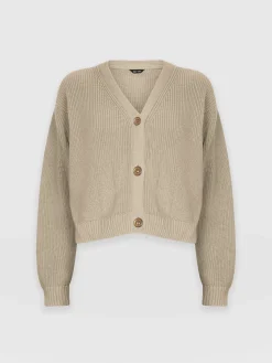 Fashion Saint and Sofia Soho Crop Cardigan - Beige