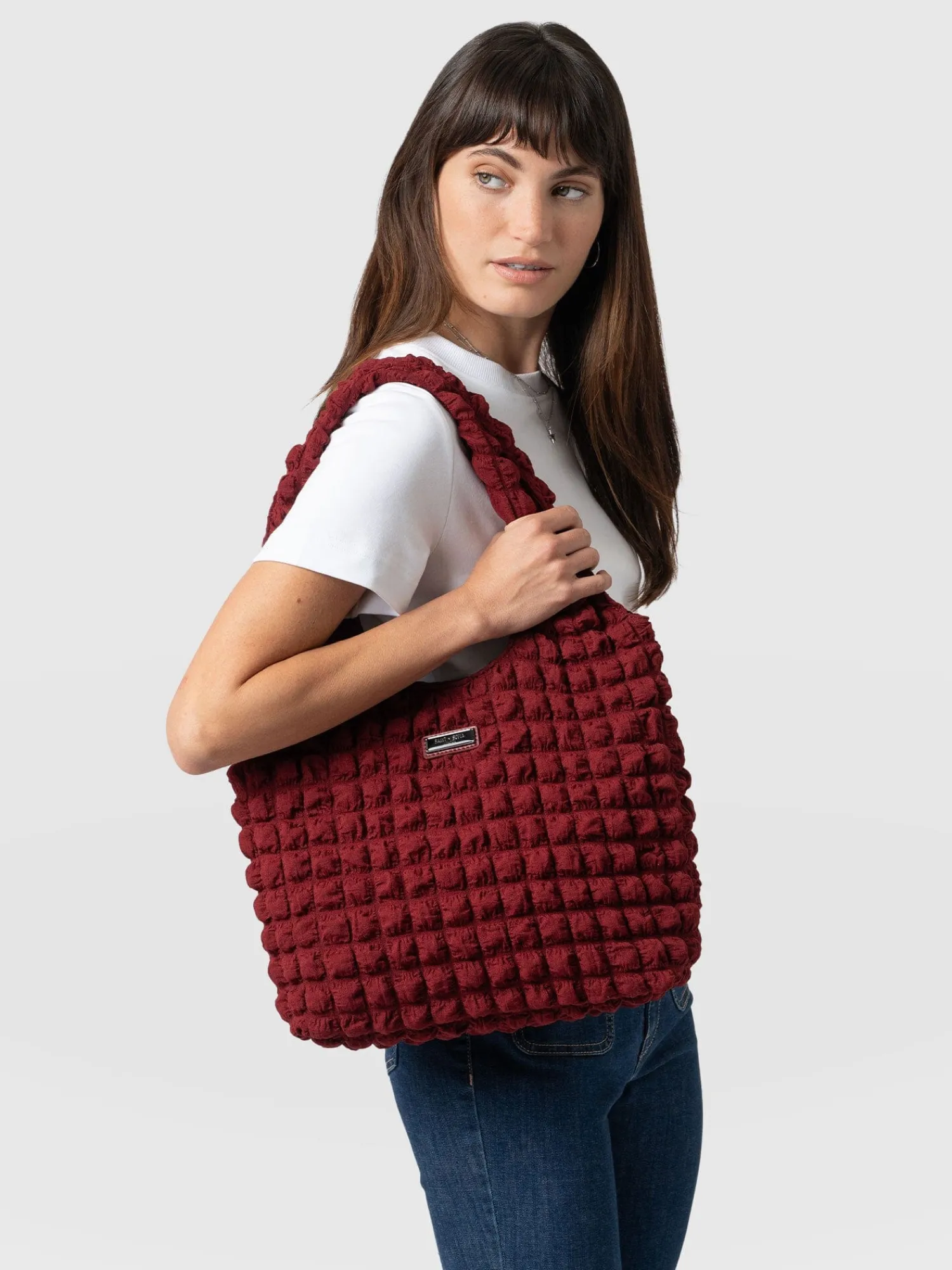 Clearance Saint and Sofia Soho Shoulder Tote Bag - Burgundy