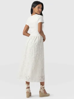 Online Saint and Sofia Sophia Contrast Dress - White Broderie
