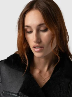 Discount Saint and Sofia Spitfire Shearling Jacket - Black