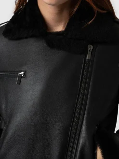 Discount Saint and Sofia Spitfire Shearling Jacket - Black