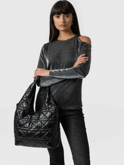 New Saint and Sofia Stella Shoulder Tote Bag - Gloss Black