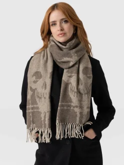 Clearance Saint and Sofia Sutton Skull Scarf - Beige