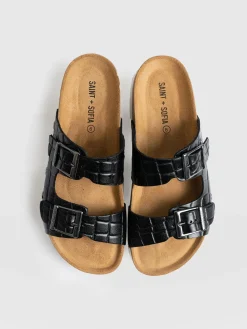 Best Saint and Sofia Sutton Slide - Black Croc Studded