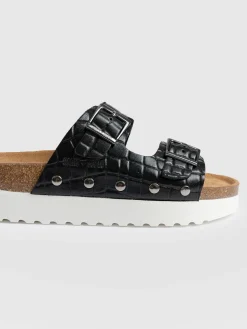 Best Saint and Sofia Sutton Slide - Black Croc Studded