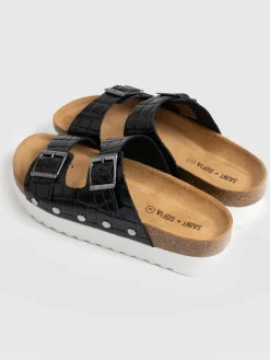 Best Saint and Sofia Sutton Slide - Black Croc Studded