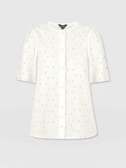 Outlet Saint and Sofia Tabitha Short Sleeve Blouse - Cream