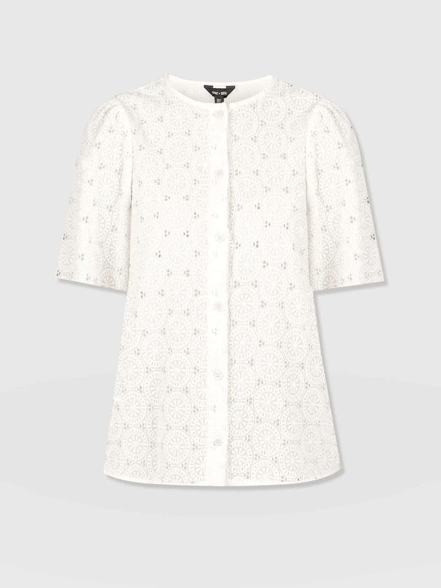 Outlet Saint and Sofia Tabitha Short Sleeve Blouse - Cream