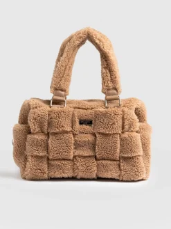 Online Saint and Sofia Teddy Woven Duffle Bag - Caramel