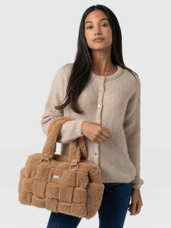 Online Saint and Sofia Teddy Woven Duffle Bag - Caramel