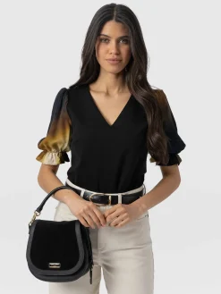 New Saint and Sofia Tori Puff Sleeve Top - Yellow Gradient