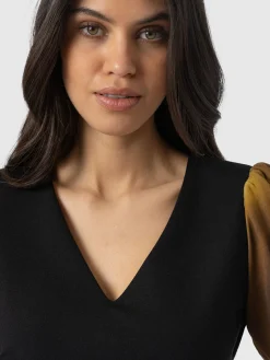 New Saint and Sofia Tori Puff Sleeve Top - Yellow Gradient