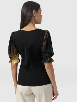 New Saint and Sofia Tori Puff Sleeve Top - Yellow Gradient
