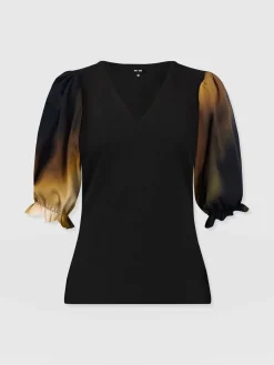 New Saint and Sofia Tori Puff Sleeve Top - Yellow Gradient