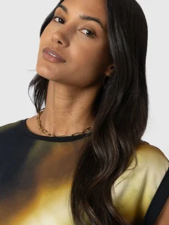 New Saint and Sofia Turn Up Contrast Tee - Yellow Gradient