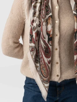 Sale Saint and Sofia Wren Paisley Scarf - Cream/Burgundy