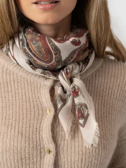 Sale Saint and Sofia Wren Paisley Scarf - Cream/Burgundy