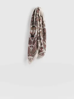 Sale Saint and Sofia Wren Paisley Scarf - Cream/Burgundy
